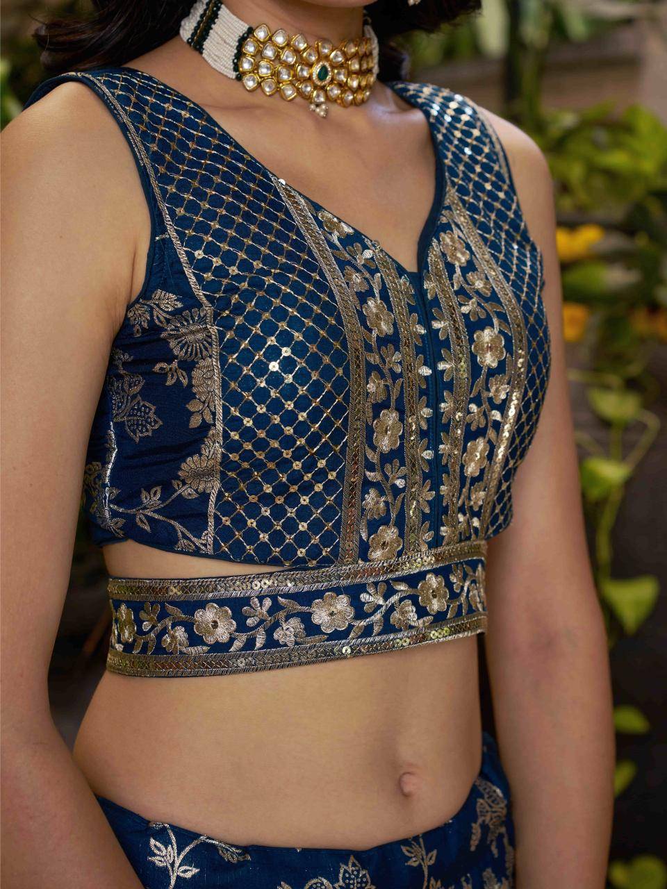 AMRAPALI Jacquard Dove Blue Lehenga choli manufacturer in India